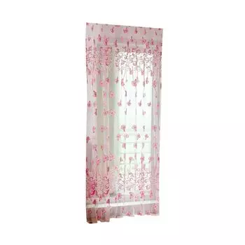 1шт Утренняя слава полиэстер полупрозрачная оконная занавеска тюль драпировка домашний декор-синий Stuttg, розовый