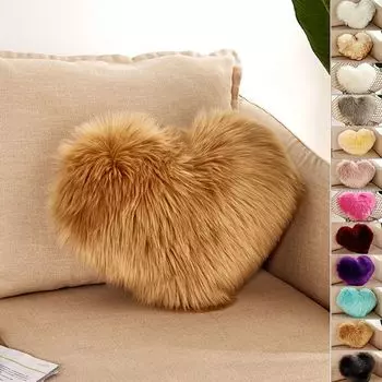 1x чехол на подушку в форме сердца 40 х 50 см, плюшевая пушистая подушка, декоративные наволочки, декоративная подушка, диванная подушка с наполнителем и чехлом, коричневый easy home