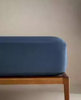 (200 нитей) простынь на подкладке из хлопкового перкаля Zara Home, синий