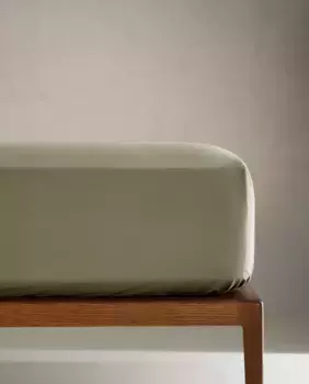 (200 нитей) простынь на подкладке из хлопкового перкаля Zara Home, зеленый