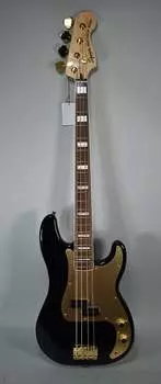 2022 Squier 40th Anniversary Precision Bass Gold Edition Black Finish Electric Bass