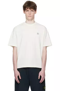 2100025 футболка из органического хлопка гребенного трикотажа Stone Island, цвет ivory