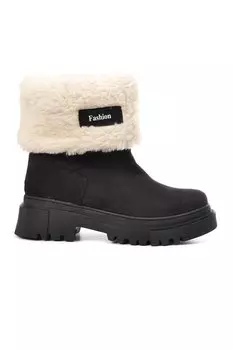 2167 Черные замшевые женские ботинки с флисовой подкладкой Ayakmod