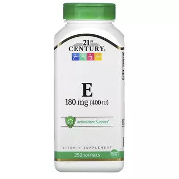 21st Century, витамин E, 180 мг (400 МЕ), 250 капсул