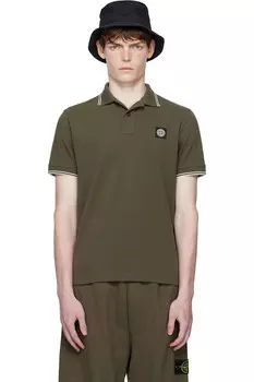 2200007 поло из органического хлопка пике Stone Island, зеленый