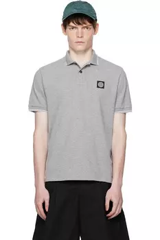 2200007 поло из органического хлопка Stone Island, серый