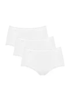 24/7 Кружевные трусы-миди, 3 комплекта кружевных женских трусов Sloggi, белый