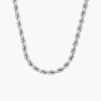 24-дюймовое мужское ожерелье из веревки с бриллиантовой огранкой из 14-каратного белого золота (4,25 мм) Blue Nile