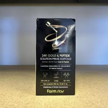 24K Gold & Peptide Solution Prime Ампула 250 мл Farm Stay