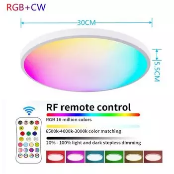 24Вт светодиодный потолочный светильник RGBCW, потолочный светильник, потолочный светильник, светодиодный светильник для ванной комнаты, гостиная с пультом дистанционного управления, белый zodight
