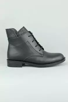 272030 Женские зимние ботинки из натуральной кожи на шнуровке и боковой молнии Punto