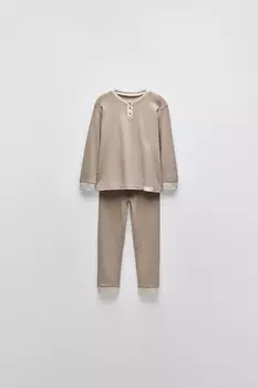 2-6 лет/однотонная пижама henley ZARA, бежевый