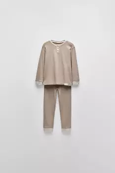2-6 лет/однотонная пижама henley ZARA, бежевый