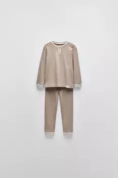 2-6 лет/однотонная пижама henley ZARA, бежевый