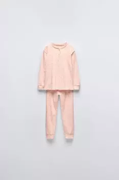 2-6 лет/пижама с лентами в рубчик ZARA, розовый