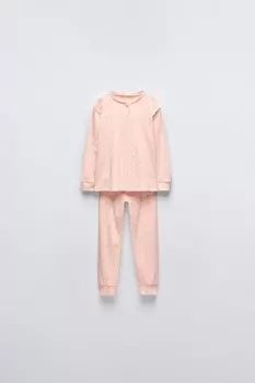 2-6 лет/пижама с лентами в рубчик ZARA, розовый