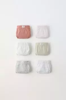 2-6 лет/упаковка из шести трусиков в клетку и полоску ZARA, белый