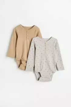 2 боди в рубчик H&amp;M, бежевый/светло-зеленый