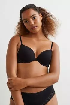 2 бюстгальтера пуш-ап H&M, черный/светло-бежевый