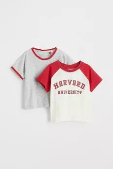 2 футболки с принтом H&M, натуральный белый/гарвардский университет
