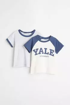 2 футболки с принтом H&M, синий/йельский