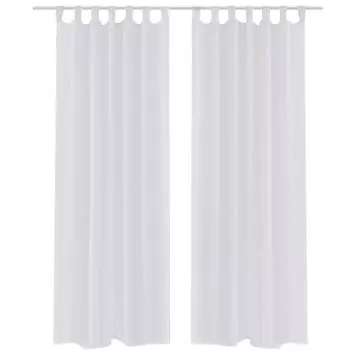 2 х прозрачные шторы готовая штора 140 х 245 см белые - шторы - петлевая штора - штора - занавеска The Living Store, белый