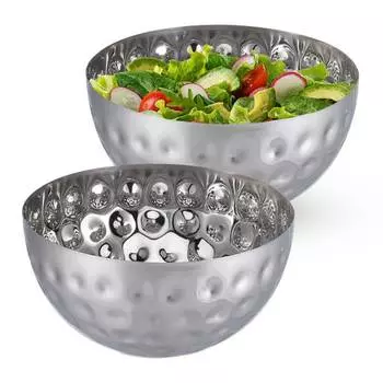 2 х серебряная сервировочная миска Relaxdays, серебряный