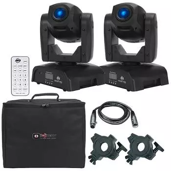 (2) High Output Mini Moving Heads American DJ Pocket Pro + чехол + пульт дистанционного управления (2) American DJ Pocket Pro High Output Mini Moving Heads + Case + Remote Pack