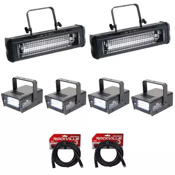 2) Компактные стробоскопы American DJ Mega Flash DMX 800 Вт+4) Мини-стробы+кабели 2 MEGA FLASH DMX+4 STROBE LED+2 RDX3M25