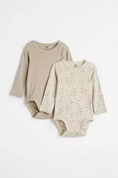 2 комплекта боди из хлопка H&amp;M, бежевый