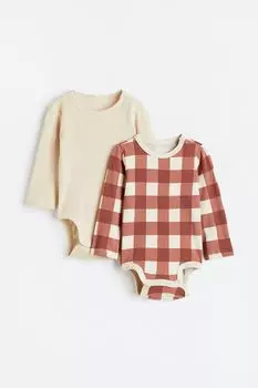 2 комплекта боди из хлопка H&amp;M, ржаво-коричневый/проверено
