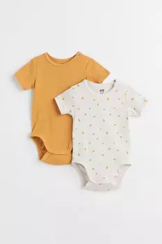 2 комплекта боди из хлопка H&amp;M, темно-желтый/белый