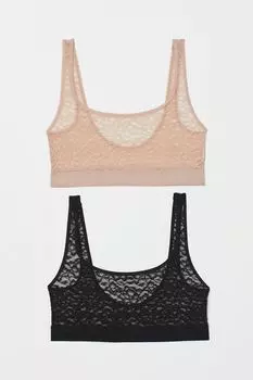 2 комплекта бюстгальтеров из мягкого кружева H&amp;M, розовый/черный