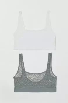 2 комплекта бюстгальтеров из мягкого кружева H&amp;M, серый/белый