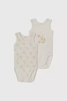 2 комплекта хлопкового боди для новорожденных и малышей United Colors of Benetton, бежевый