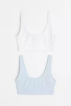 2 комплекта хлопкового бюстгальтера H&amp;M, голубой/белый