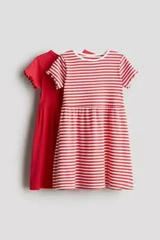 2 комплекта хлопковых платьев H&M, мультиколор
