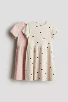 2 комплекта хлопковых платьев H&M, мультиколор