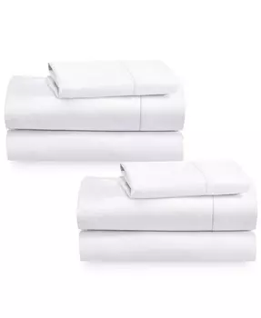 2 комплекта простыней Twin XL Хлопок — плотность нити 400 100 % хлопковый сатин — мягкие, дышащие и охлаждающие простыни, устойчивые к морщинам 2 комплекта простыней с глубокими карманами — ярко-белые California Design Den, белый