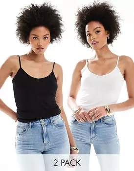 2 комплекта трикотажных топов ками черного и белого цвета Vero Moda