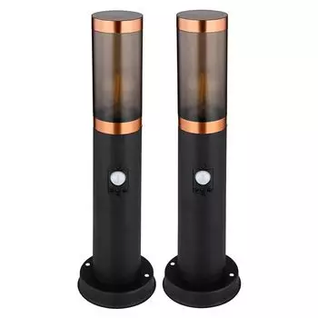 2 напольных светильника, датчики движения, дым, медь, высота 45 см etc-shop, черный