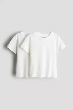 2 пачки хлопковых футболок H&M, белый