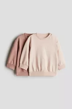2 пачки хлопковых толстовок H&M, розовый