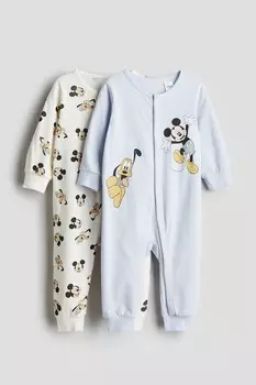 2 пачки пижам с принтами H&M, голубой