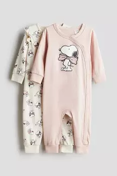 2 пачки пижам с принтами H&M, розовый