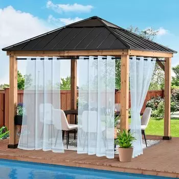 2-панельная уличная штора, водонепроницаемая, прозрачная с верхними люверсами, 132 х 244 см, уличные шторы для балкона, террасы, сада, перголы BTTO