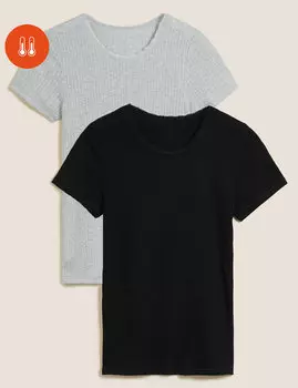 2 пар термотопа с короткими рукавами Marks & Spencer, черный микс