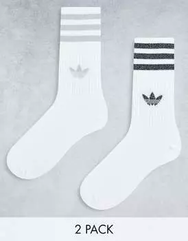 2 пары блестящих носков средней длины adidas Originals белого/серебристого цвета