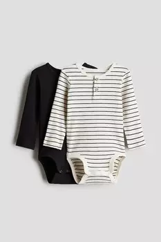 2 пары боди на пуговицах H&M, черный