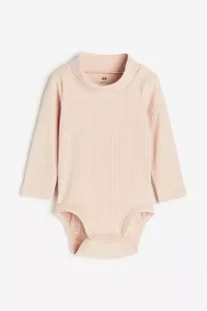 2 пары боди с высоким воротником в рубчик H&M, розовый